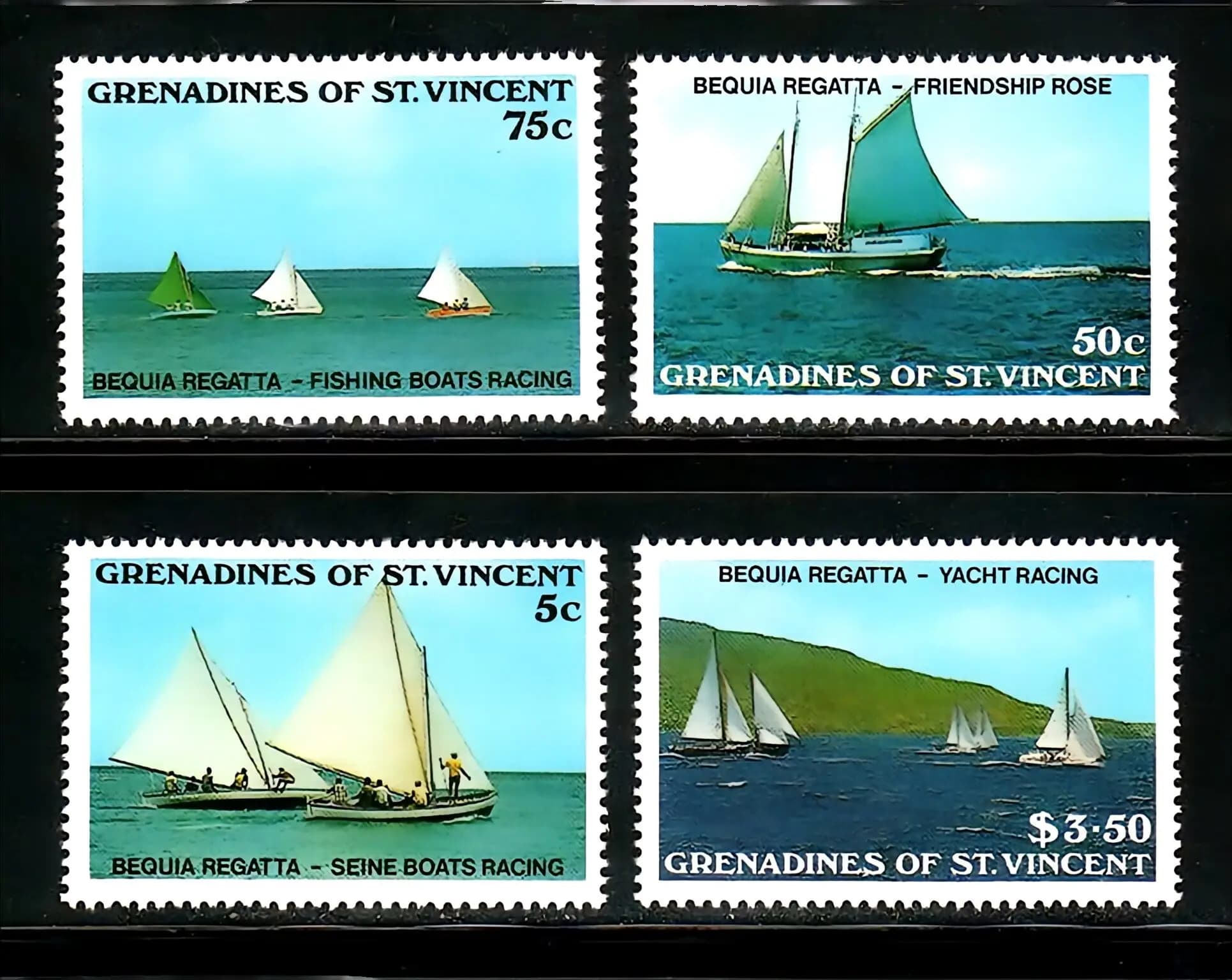 4 pièces/ensemble nouveau timbre postal Saint Vincent 1988 voilier Yacht timbres-poste MNH