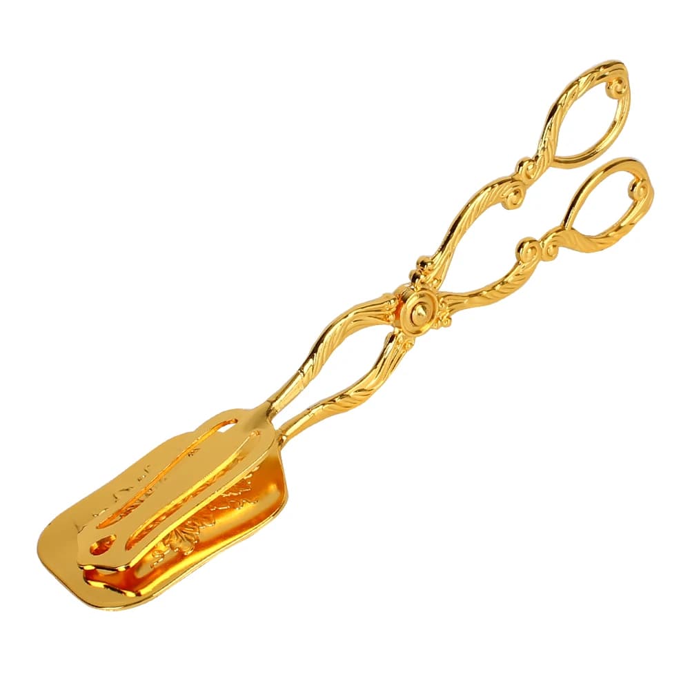 Pince à gâteau plaquée or de style vintage, pince alimentaire, outil de cuisson, collation, salade d