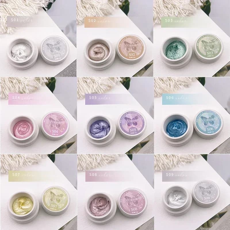 2.5ml 9 couleurs/ensemble couleur fée poudre crème Gel vernis à ongles Texture pâte Texture tridimen