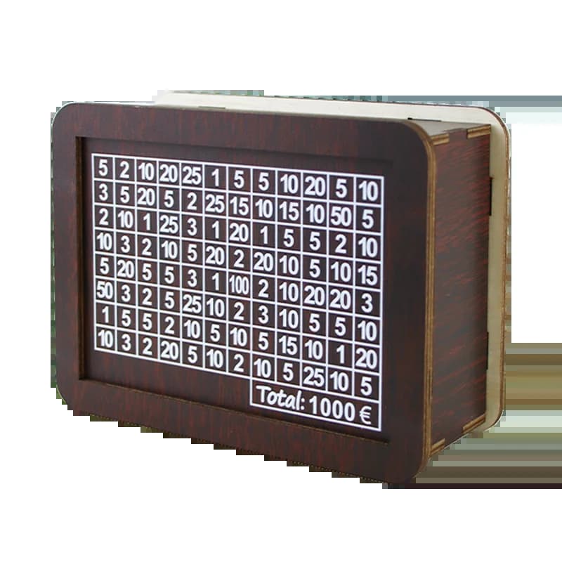Tirelire japonaise en bois avec objectif d'épargne et boîtes à numéros, porte-monnaie réutilisable 1