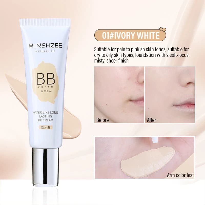 Fond de teint liquide hydratant blanc ivoire, couleur naturelle BB crème, Base anti-cernes imperméab