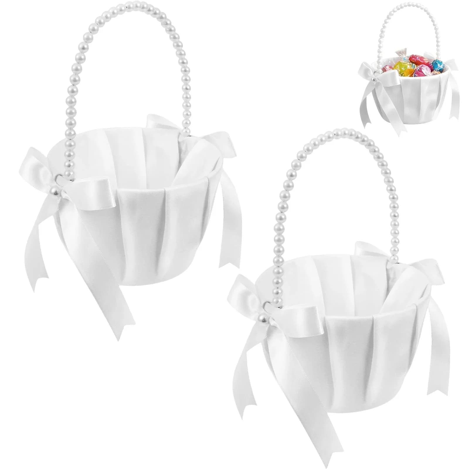 Panier à fleurs pour demoiselle d'honneur, 2 pièces, nœud papillon en satin, style rustique occident