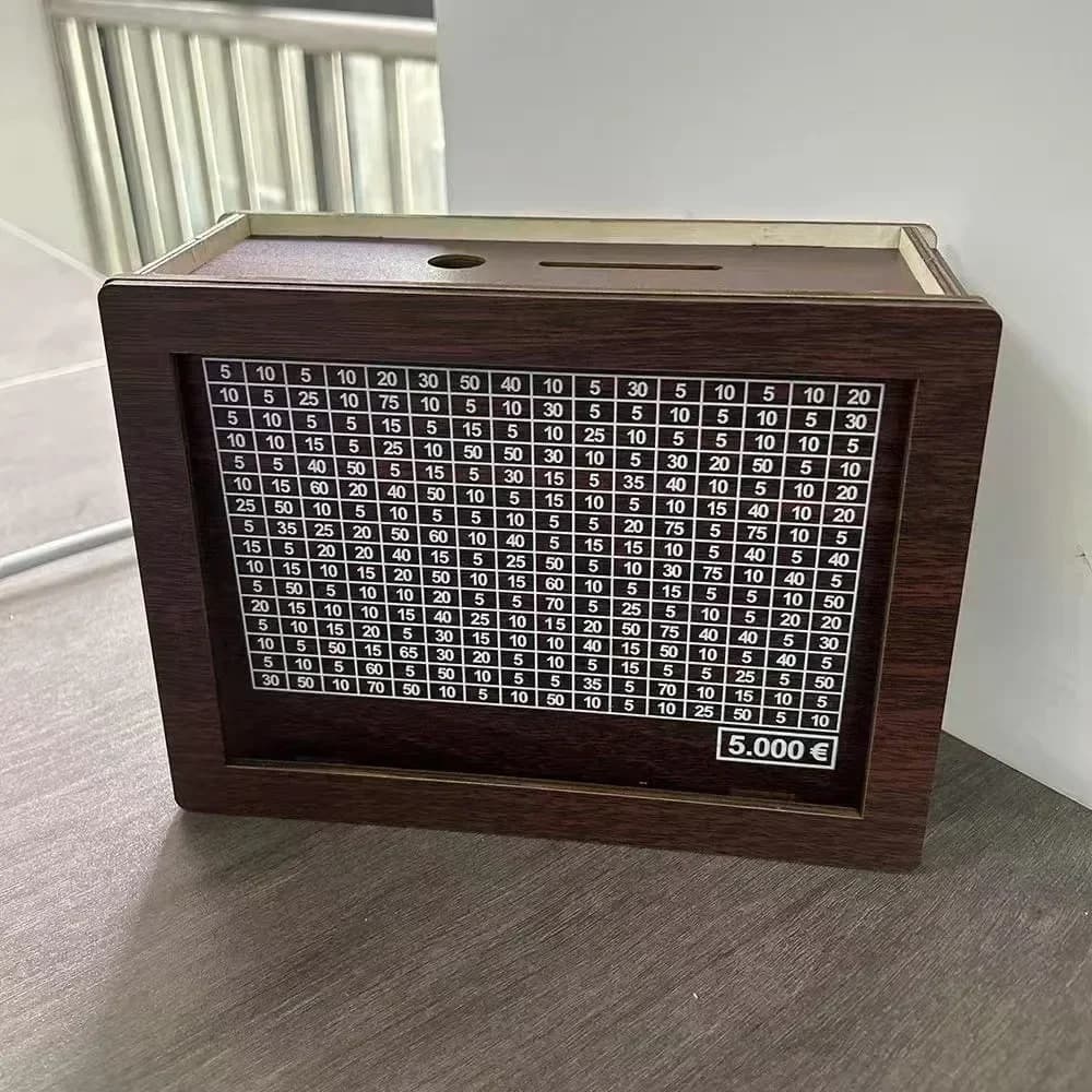 1000/2000/3000/5000/10000 Euro tirelire en bois coffre-fort d'argent boîte d'épargne défi mallette d