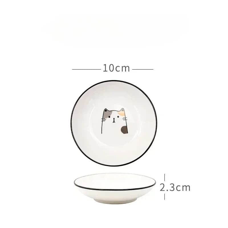 Pio d'assaisonnement en céramique chat mignon, cuisine créative, petit bol aissce, assiette à trempe
