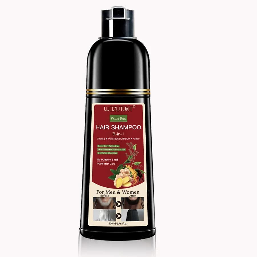 Shampoing 3 en 1 à base de plantes naturelles, 200ml, noir, marron foncé, couverture grise, nourriss