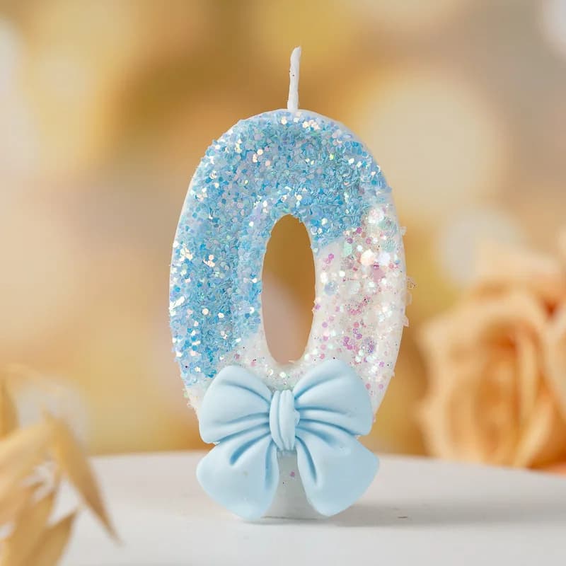 Bougie numérique en forme de nœud bleu pour gâteau d'anniversaire, faite à la main, DIY 0-9