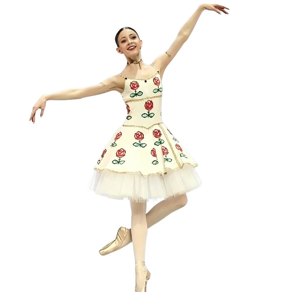 Robe de tutu de ballet brodée crème rose pour femme, bretelles spaghetti, costume de danse professio