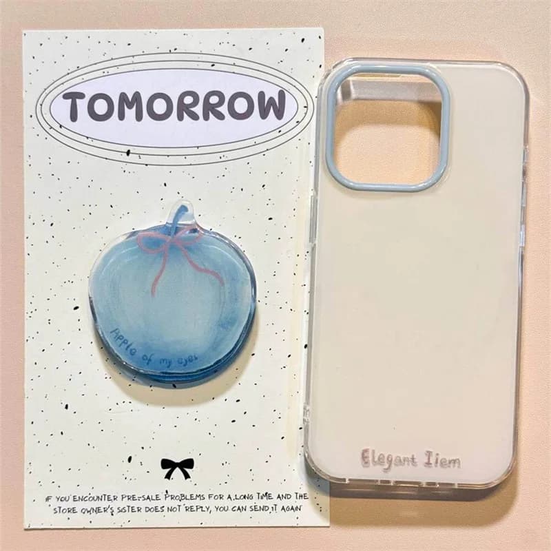 Coque de téléphone avec lettres anglaises, fond blanc, avec nœud, support apple bleu, pour iPhone 11