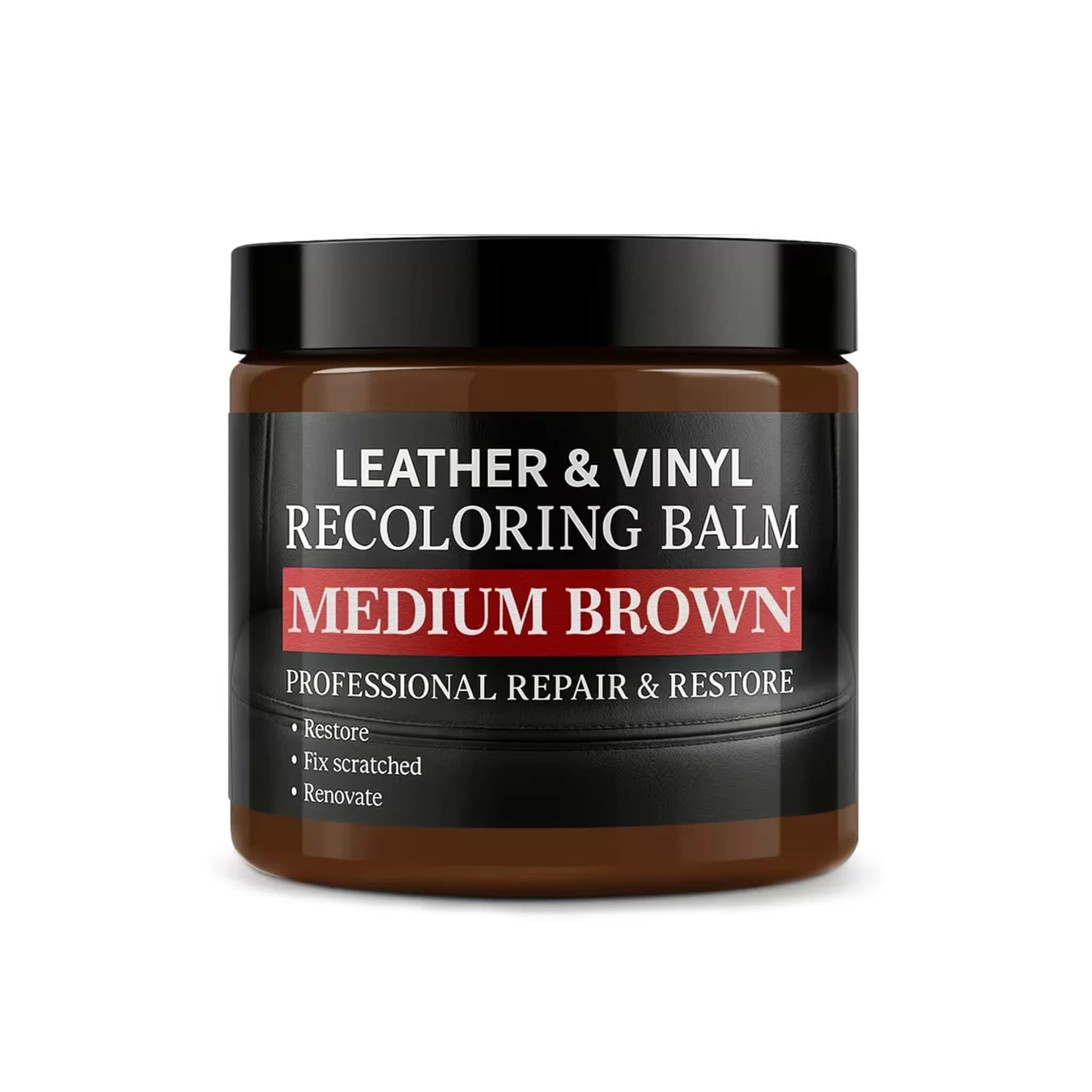 Baume de recoloration du cuir, crème réparatrice pour cuir brun foncé pour meubles, canapés, chaussu