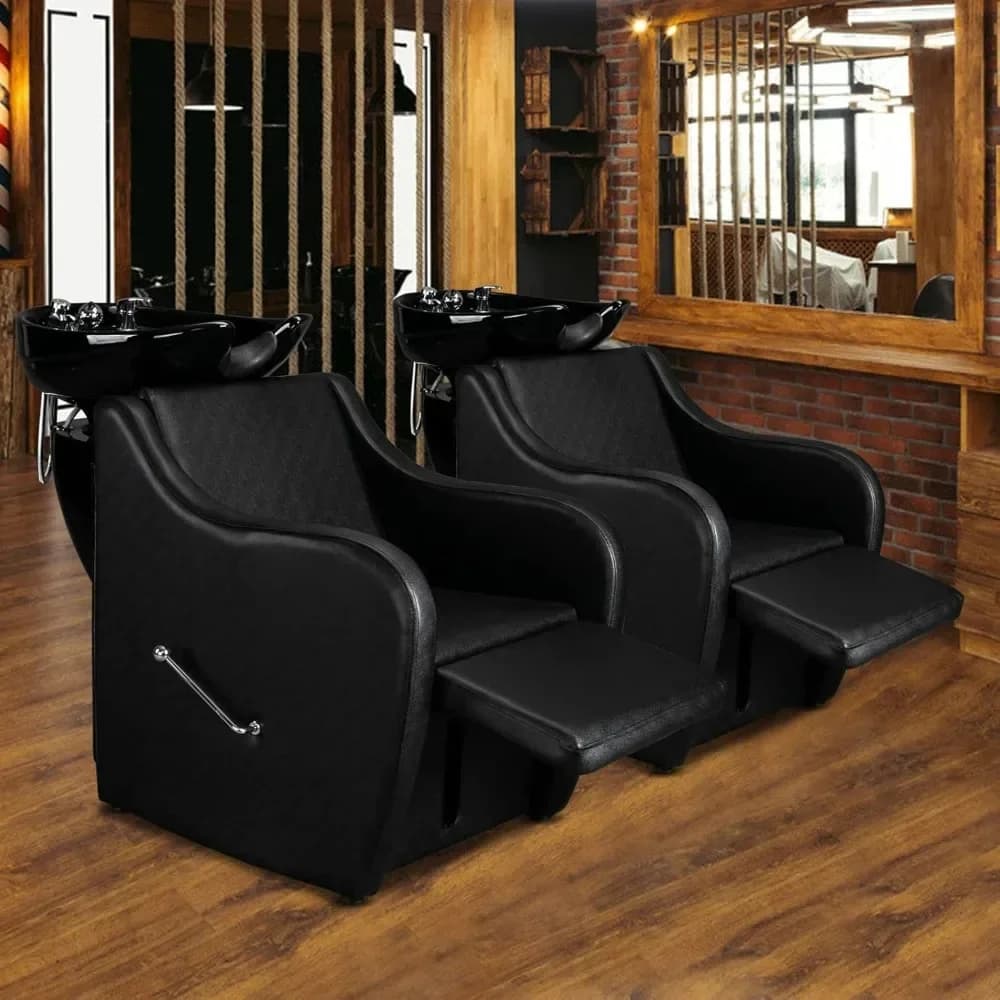 Unité de lavage de shampoing de Salon, Station de lavage de cheveux avec repose-pieds réglable, bass