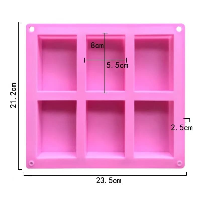 Moule en silicone fait main à 6 cavités pour savon, 6 motifs floraux, fond plat, pour huiles essenti