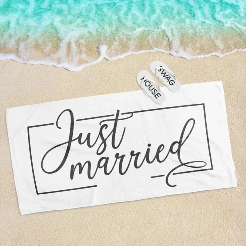 Serviette de plage pour couple de jeunes mariés, cadeau de mariage, accessoires photo, vacances de l