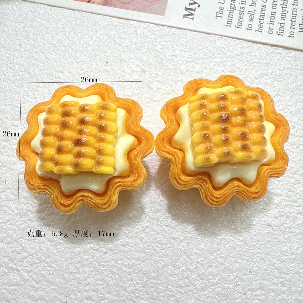 5 pièces Pendentifs en résine en forme de tarte au maïs 3D simulée, pour la pâtisserie, DIY, faits à