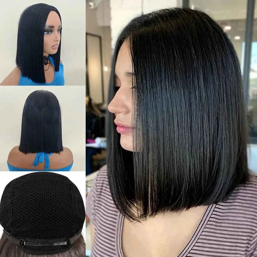 Perruque synthétique mixte Blonde BoBo Head, couvre-chef en Fiber chimique pour femme