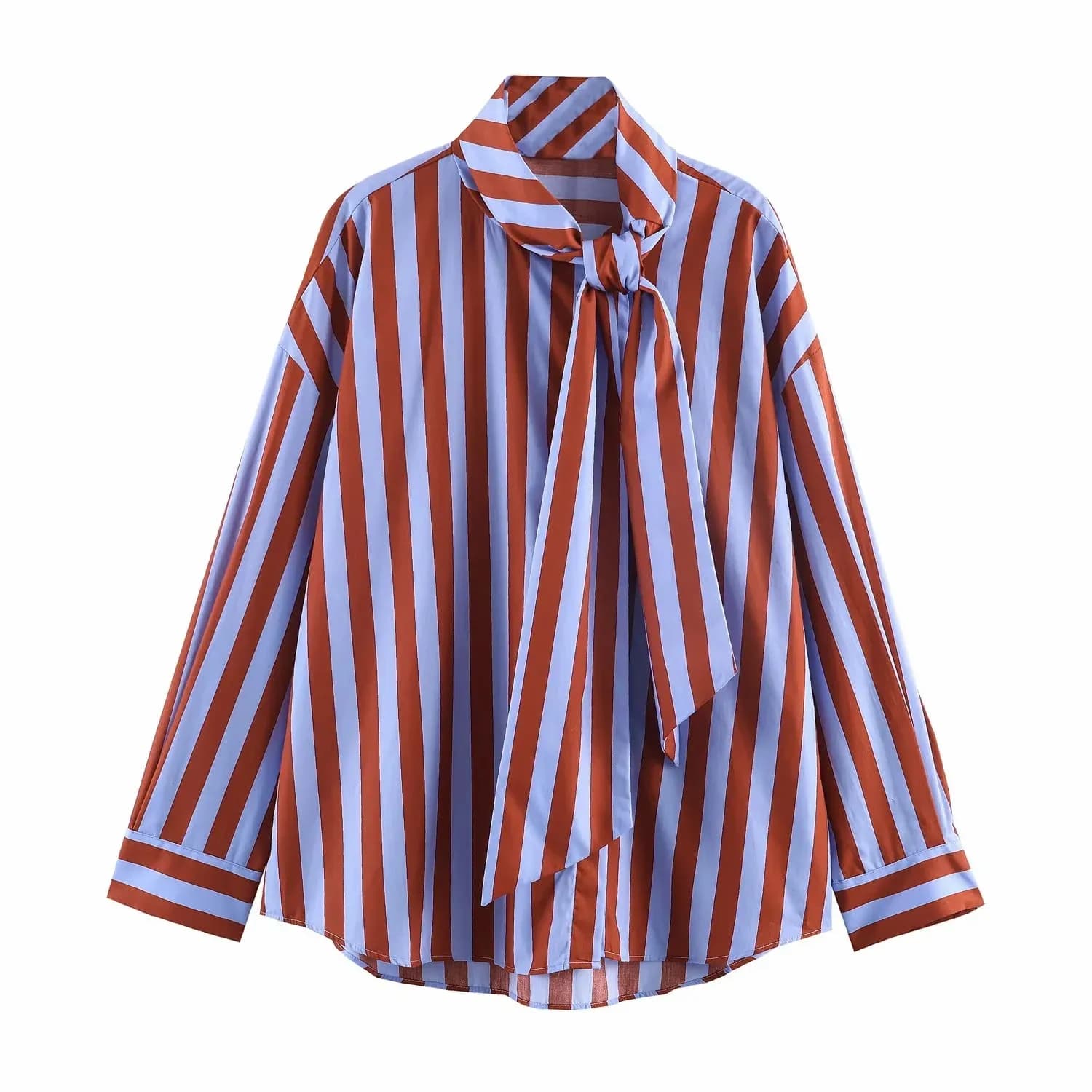 Nouvelle Blouse Chic pour Femme, Style Festival de Musique, Coupe Ample, Rayée, avec Nœud, Simple Bo