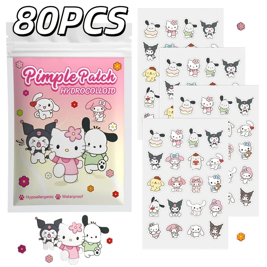 80 autocollants anti-boutons Sanrio, spécialement conçus pour dissimuler les boutons et les imperfec