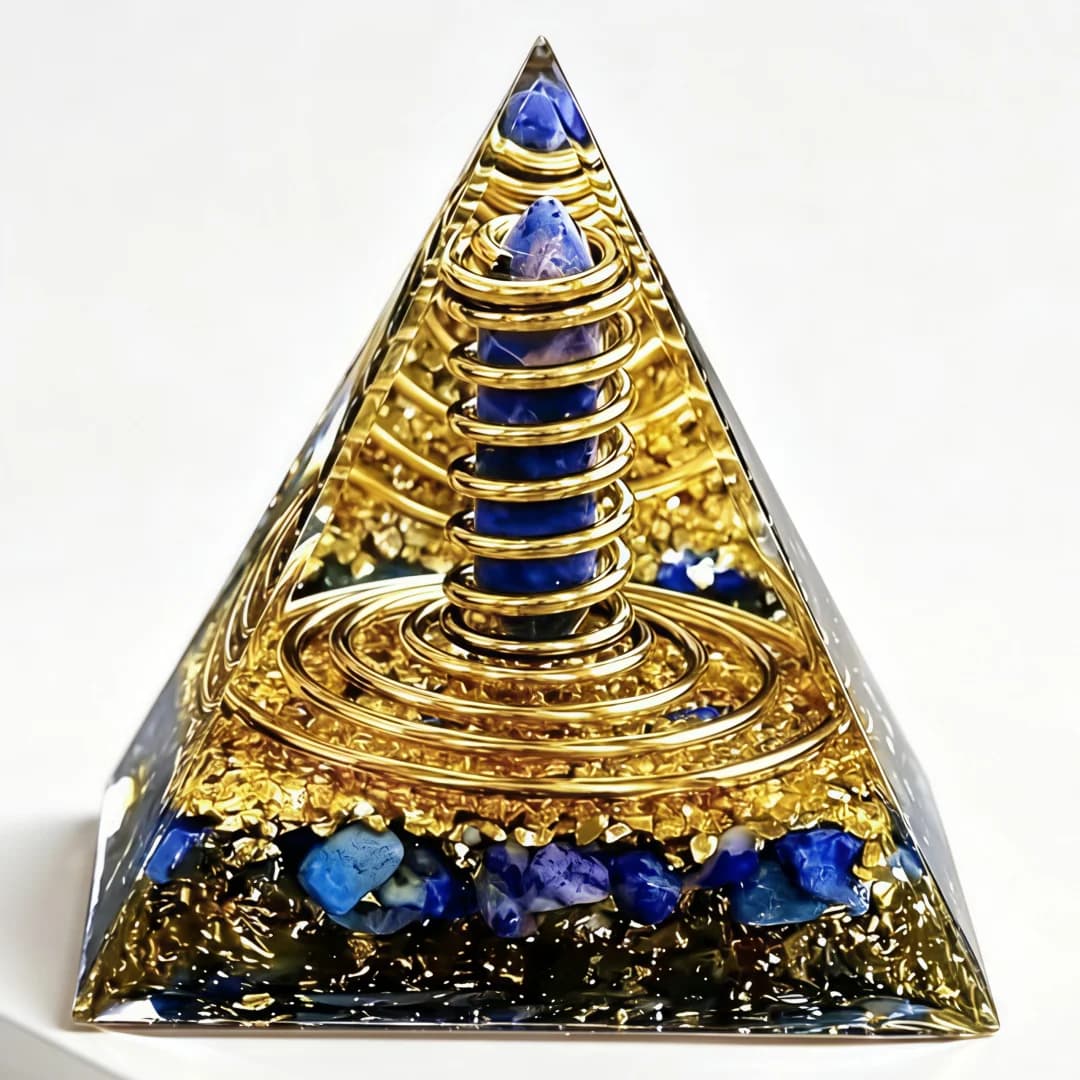 Pyramide en Lapis Lazuli - Décoration Minérale Prisme Hexagonal - /Cristal de Collection pour la Mai
