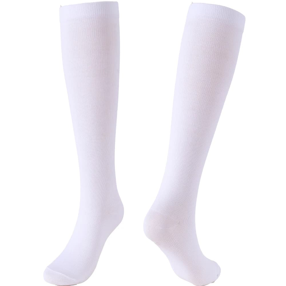 1 paire de bas de Compression de couleur unie, chaussettes à la cheville, Tube noir et blanc, Style 