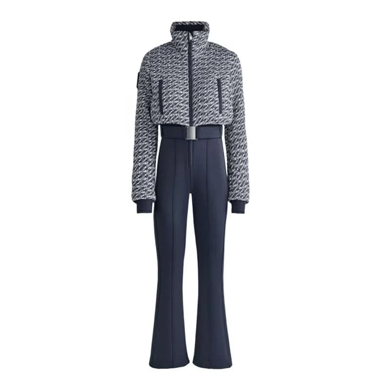 Combinaison Femme Printemps 2026 Nouvelle Collection Mode Patchwork Matelassée Taille Élevée Ski Épa