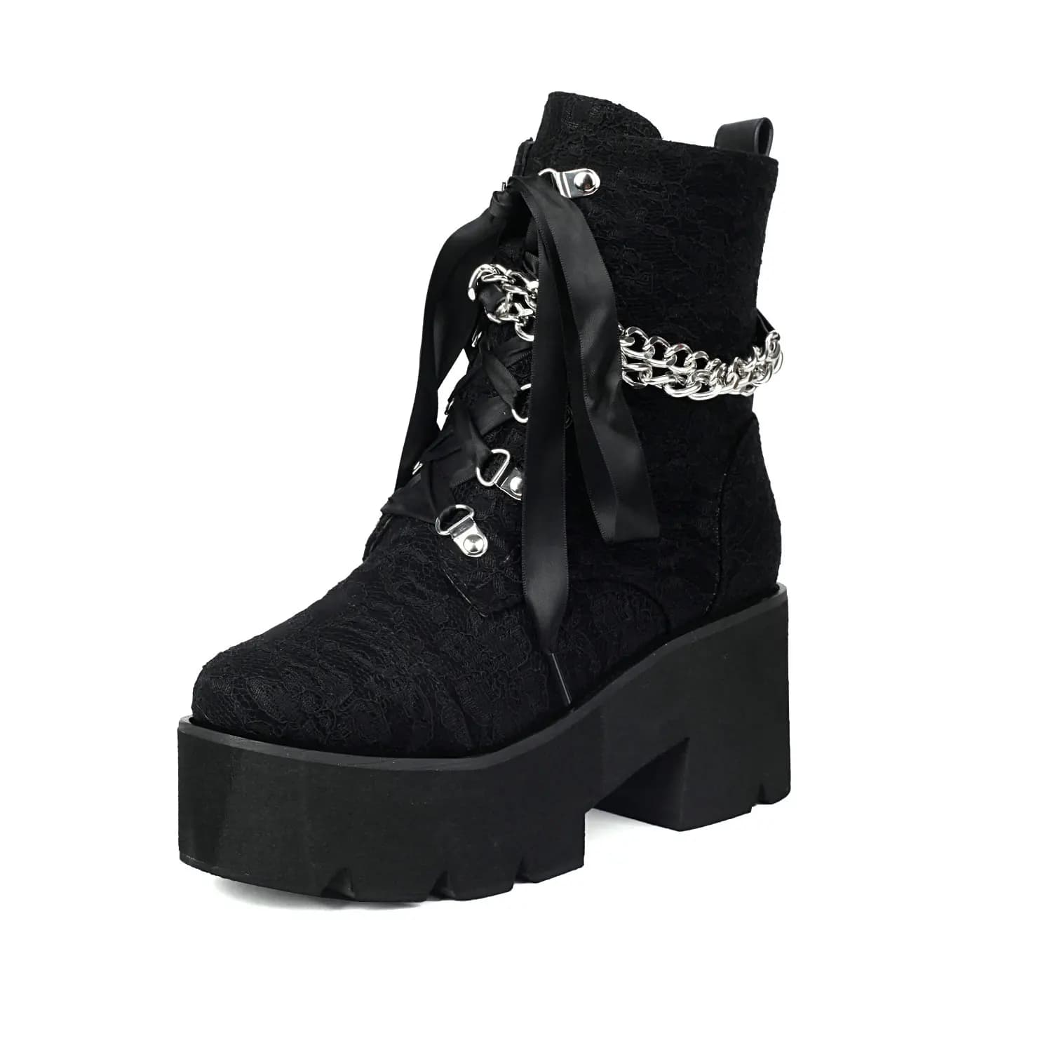JODecor-Bottes compensées confortables pour femmes, chaussures à plateforme, dentelle florale, patch