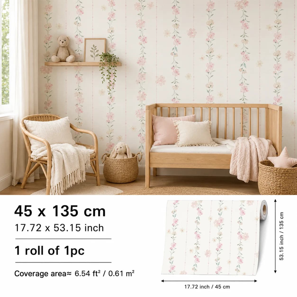 Papier peint autocollant à motifs floraux en aquarelle, décoration murale amovible et imperméable