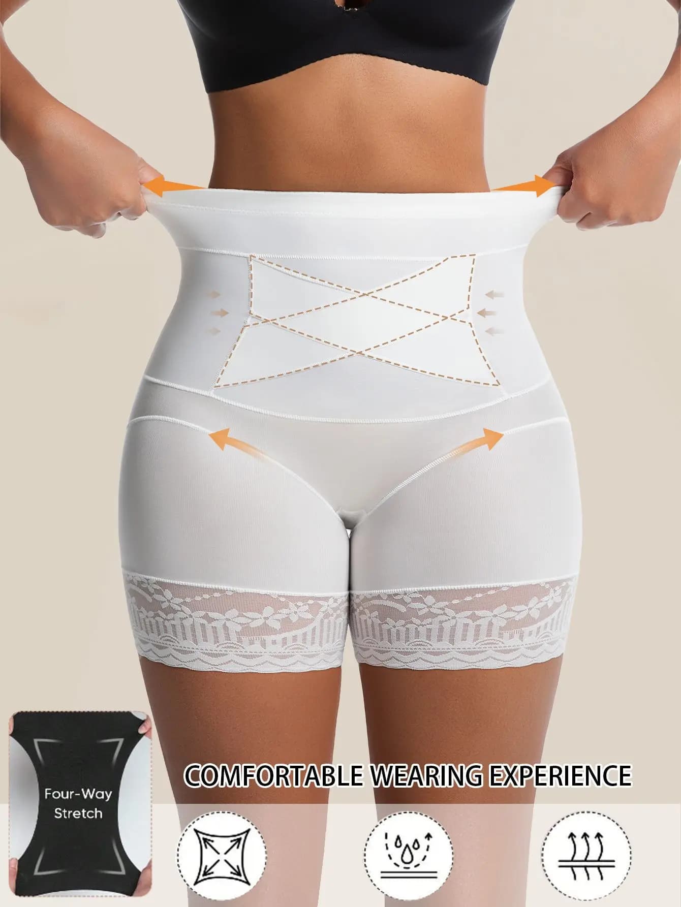 Culotte gainante taille haute en pur coton pour femme, sans couture, confortable, effet ventre plat