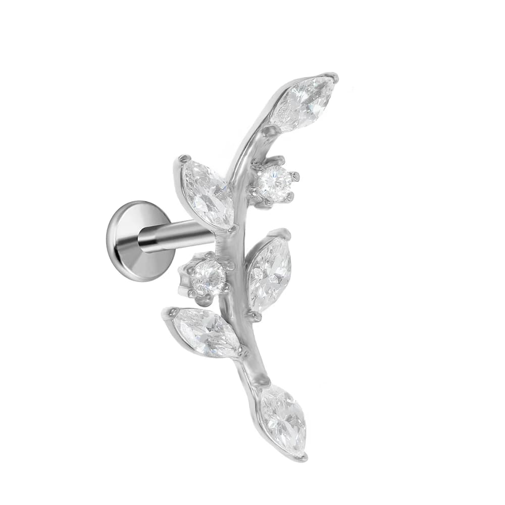 Feuille Helix Piercing bijoux avant Helix CZ boucle d'oreille 100% acier inoxydable 316L filetage in