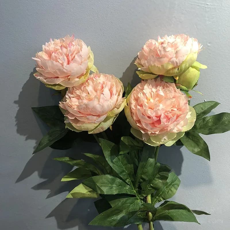 Fleur de simulation de pivoine à trois têtes, fausse fleur, fleur riche, décoration de la maison, ac