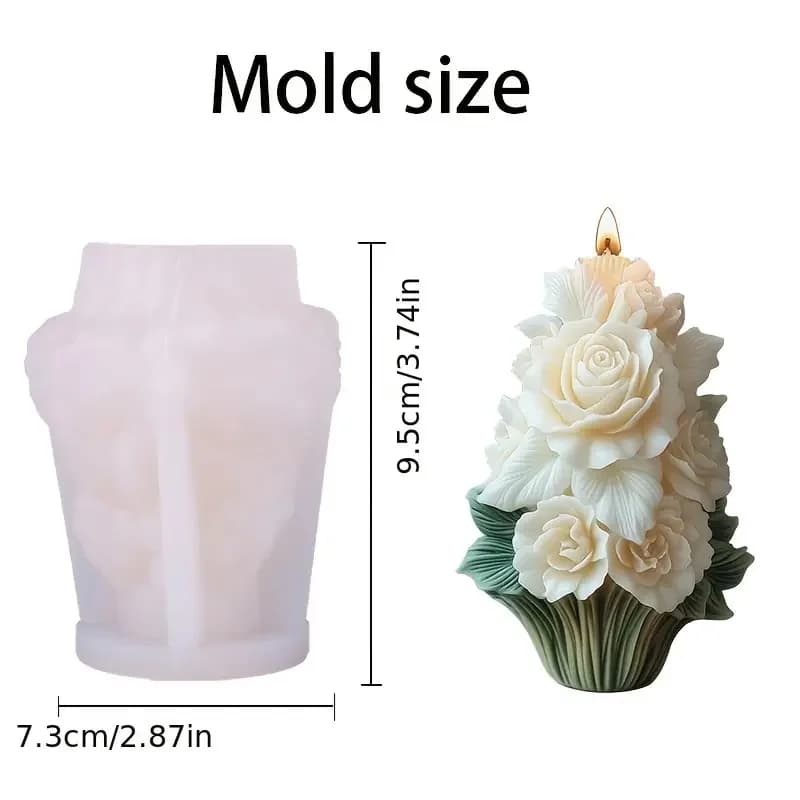 Moule à bougie en forme d'arbre à roses, design élégant de fleurs blanches, adapté à la décoration e