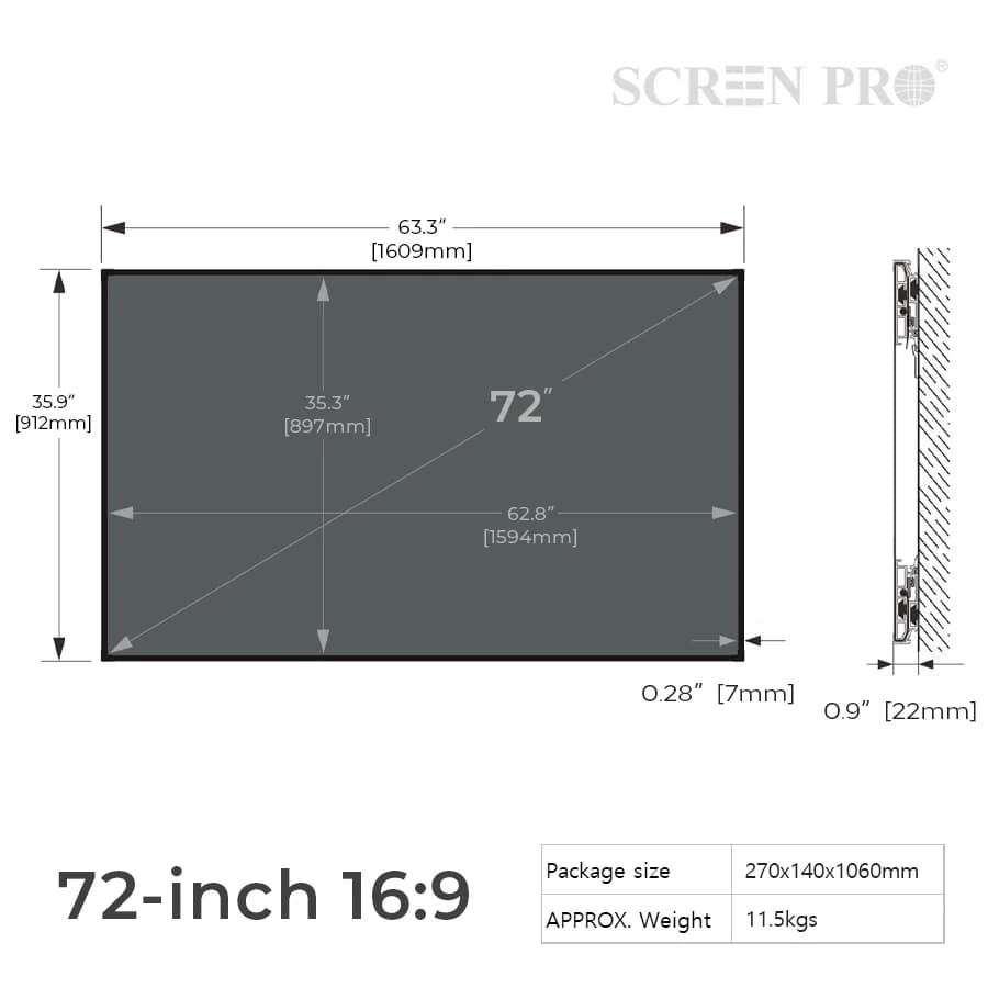 Écran de projection fixe 120 pouces 4K Ultra HD 16:9 ALR CLR UST à rejet de lumière ambiante pour pr