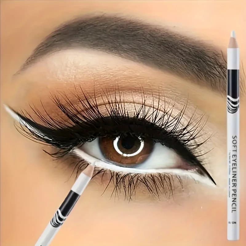 Stylo Eyeliner intérieur blanc avec tige en bois, stylo pour paupières sous les plis, stylo blanc ma