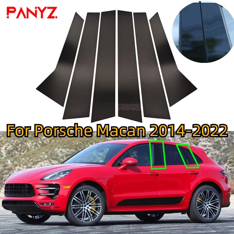 Garnitures de moulage de porte de fenêtre de poteaux de pilier de voiture, noir piano brillant, acce