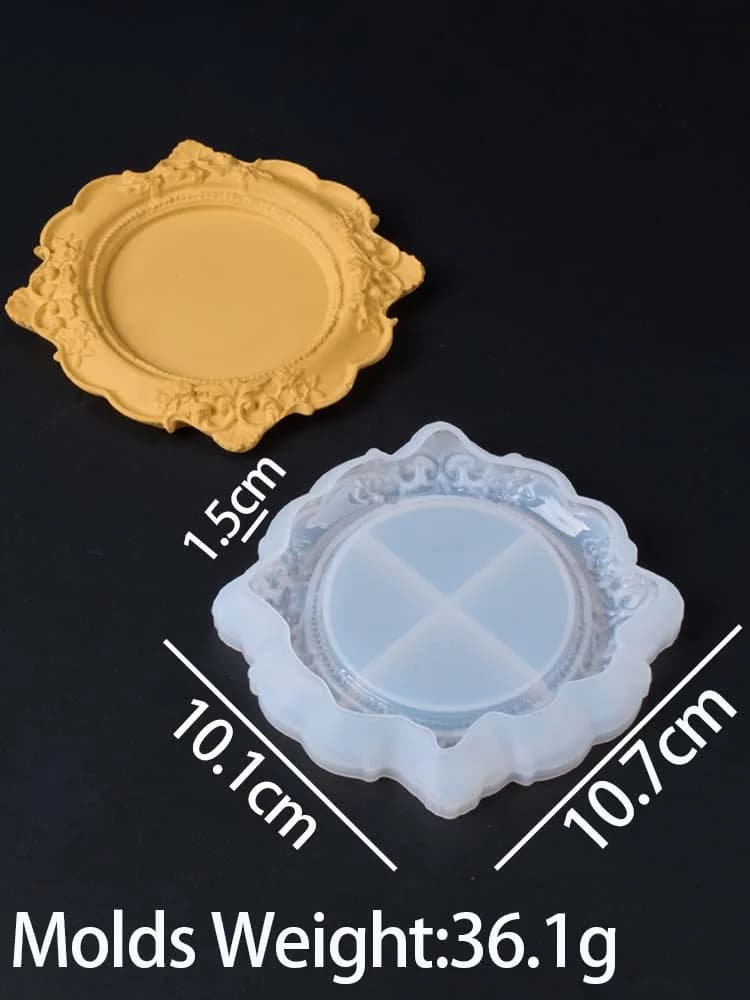 Moule en silicone pour plateau de rangement rond en relief, pour la création artisanale DIY, cadre r