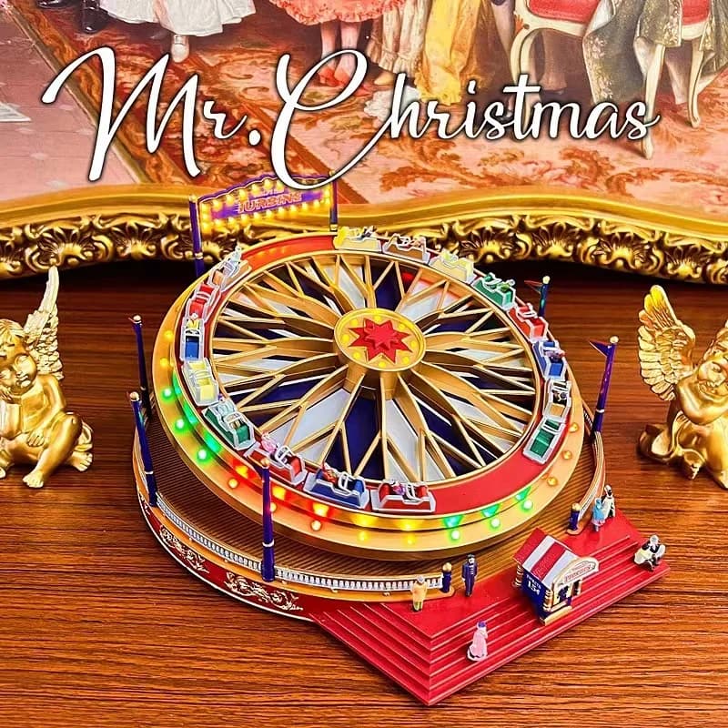 Boîte à musique de parc d'attractions de montagnes russes rotatives américaines de noël pour le cade