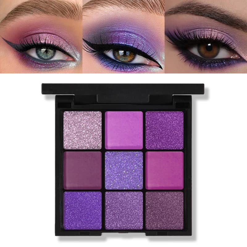 Palette de fards à paupières violets luxueux, 9 couleurs, maquillage pour les yeux violets mats et s