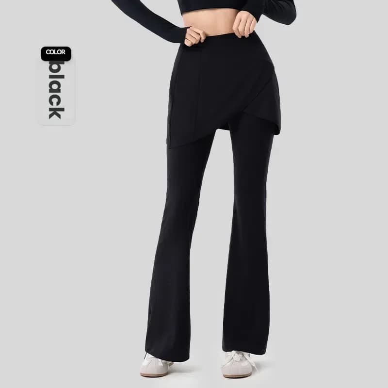 Pantalon de Yoga à cloche pour femmes, avec rideau de fesses détachables, taille haute, évasé, jambe