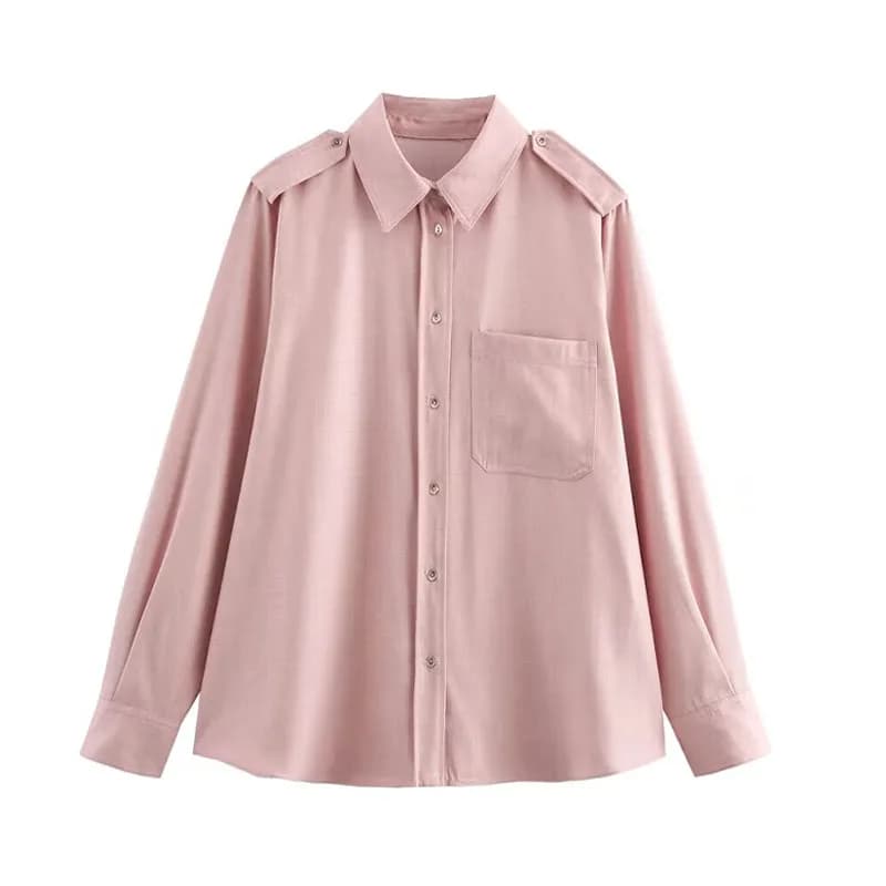 HH – costume rose à col rabattu pour femme, chemises à manches longues et simple boutonnage + pantal