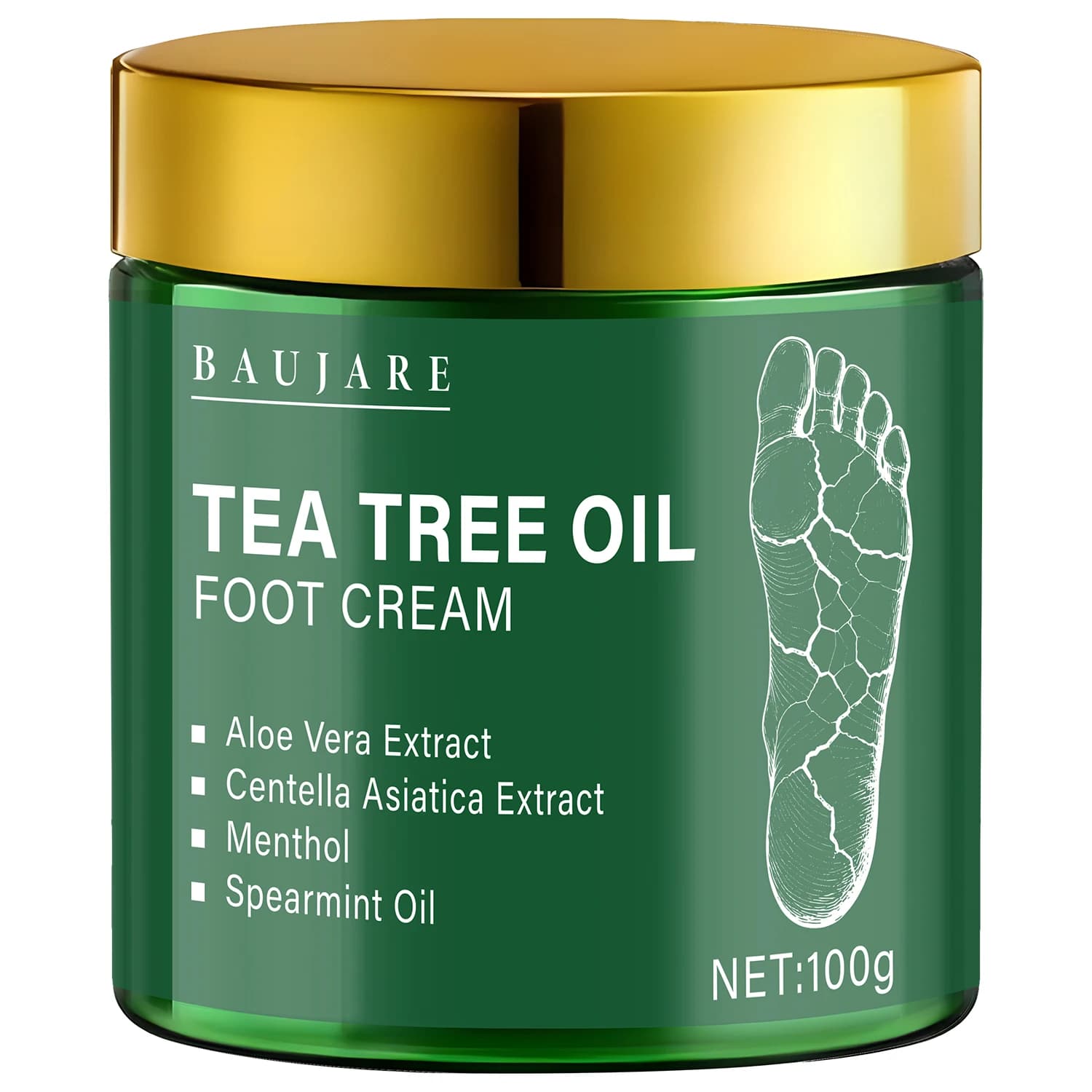 Crème pour les pieds à l'huile d'arbre à thé à l'aloe vera et au menthol - Hydrate et adoucit la pea