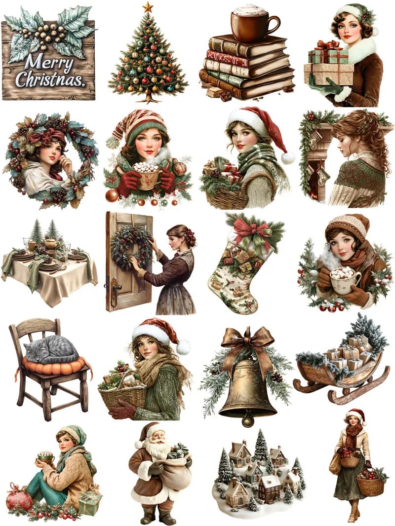 Autocollants de noël vintage, artisanat et scrapbooking, jouets pour enfants, livre, autocollant déc