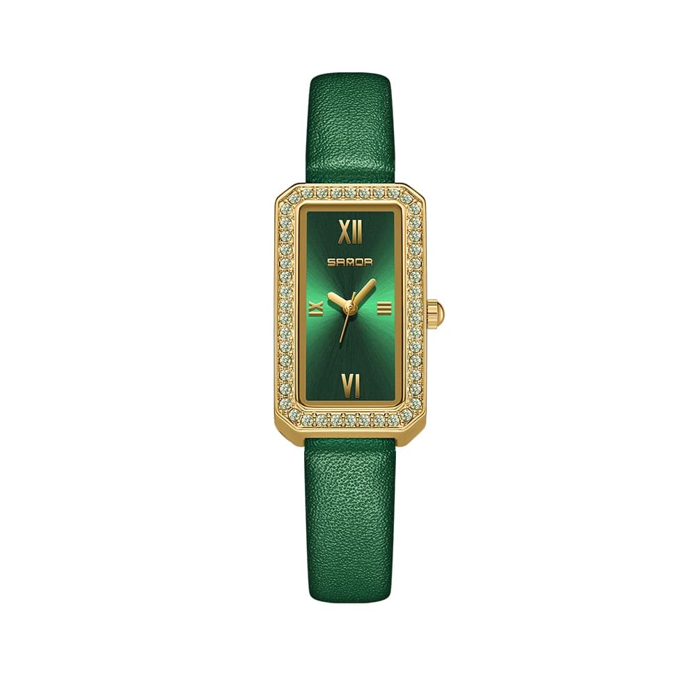 2025 luxe mode femmes montre à Quartz cadran vert étudiant dames diamant montres pour femme étanche