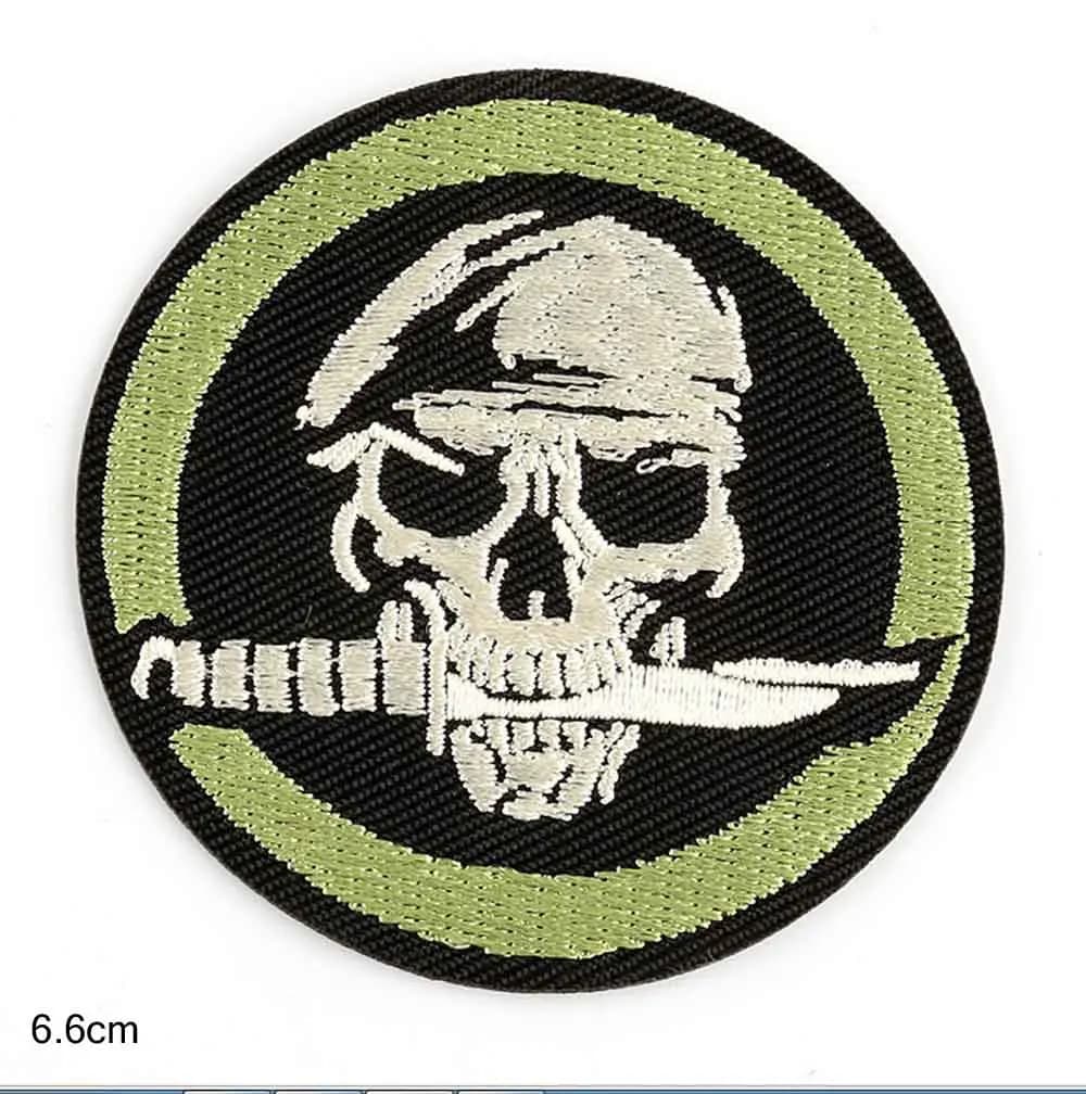 Crâne vert avec un couteau forces spéciales NSWDG DEVGRU patchs pour vêtements d'enfants coudre fer sur Appliques broderie Badges ronds