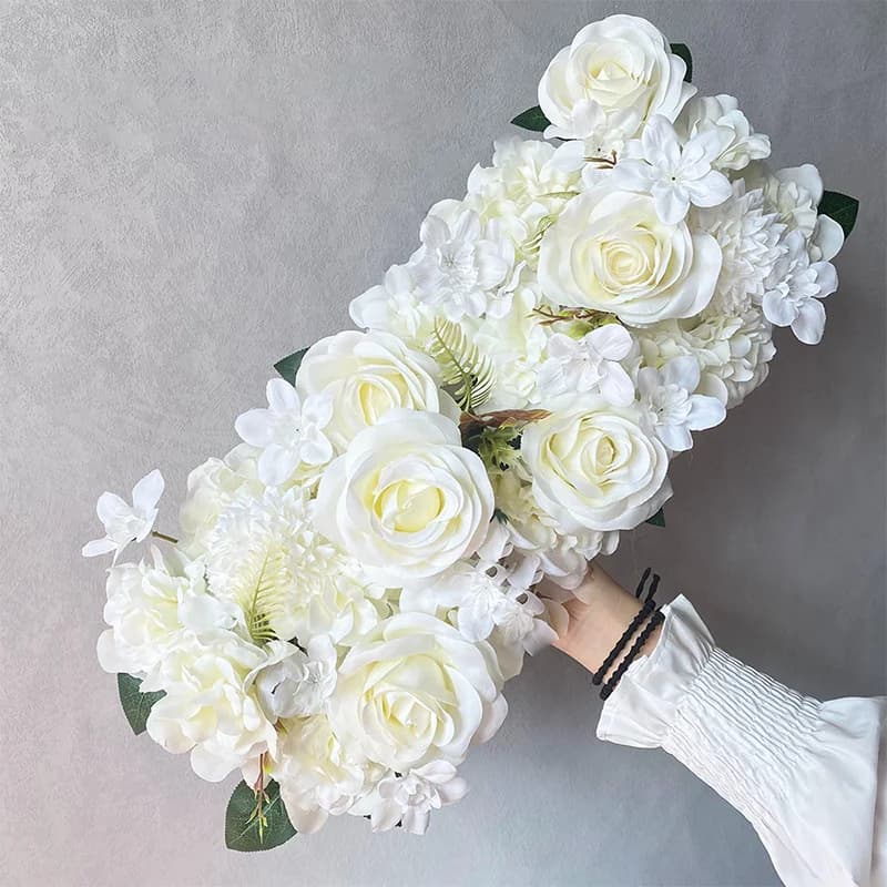 Fournitures de décoration murale florale DIY pour mariage, rangée de fleurs artificielles en soie (pivoines et roses) pour arche de mariage et toile de fond