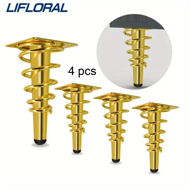 4 pièces de pieds de meuble de remplacement DIY en métal, pieds de support pour armoire, lit, canapé, table basse, chaise, accessoires de protection d'angle