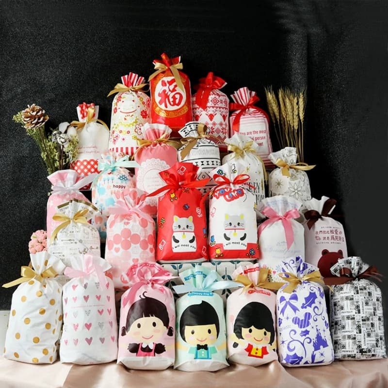 Emballage cadeau de Noël en plastique, décoration de Noël, proximité wstring, bonbons, strass, collations, fête, cuisson, 50/100 pièces, 2024
