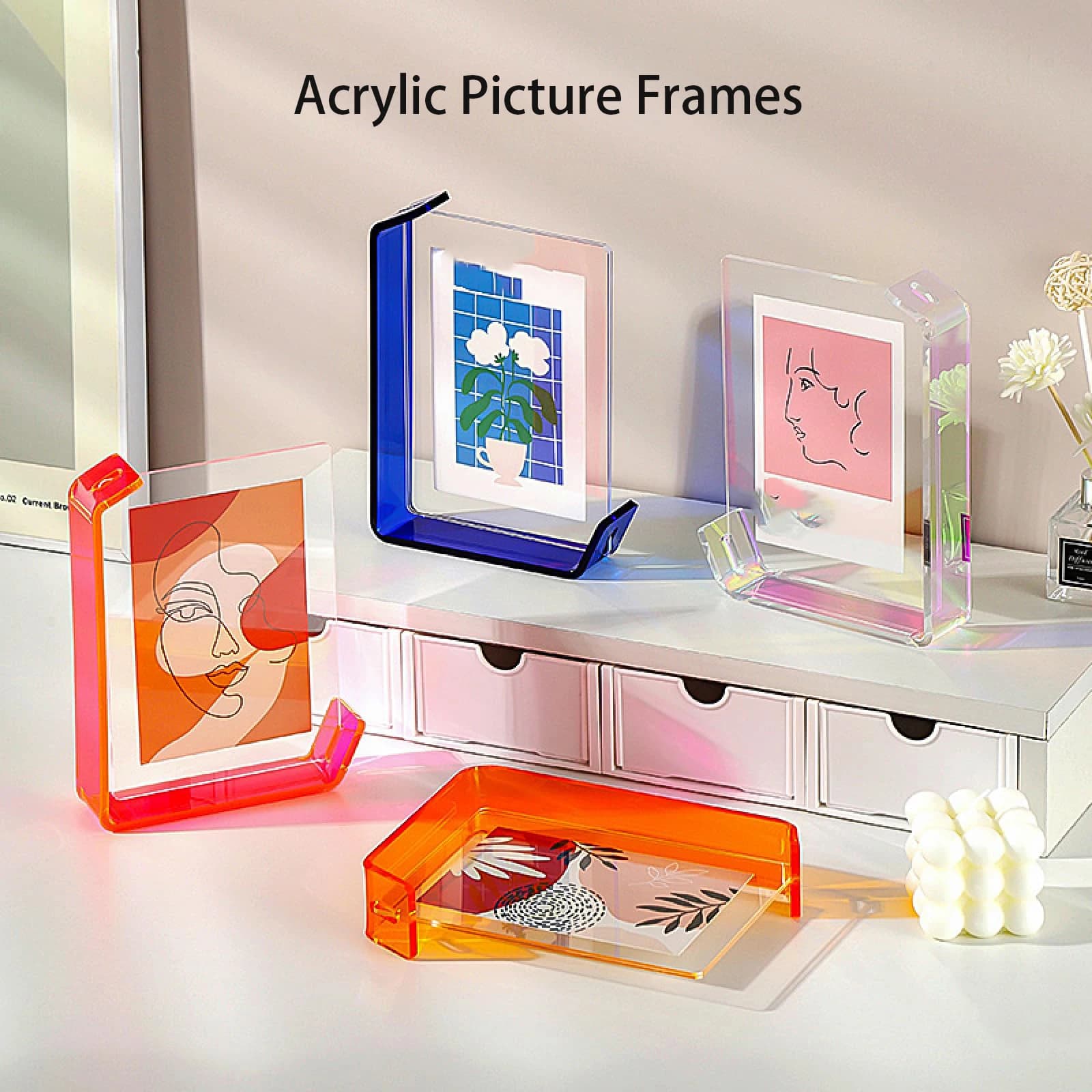 Cadre Photo en acrylique Transparent, 6 pouces, flottant, DIY, ornement de fête, décoration de maison, décorations de noël