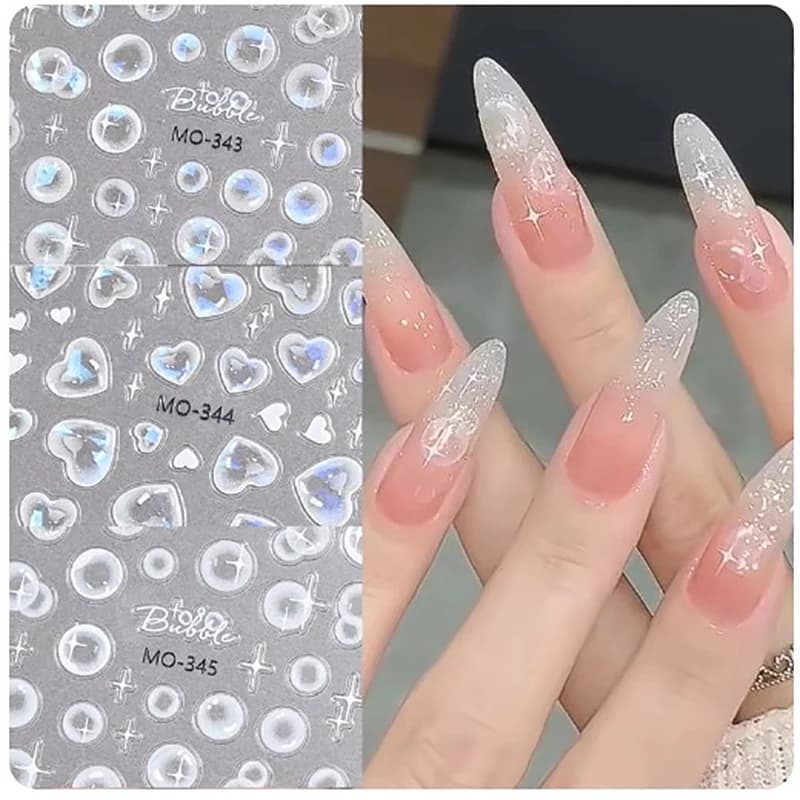 Autocollants 3D à bulles transparentes pour Nail Art