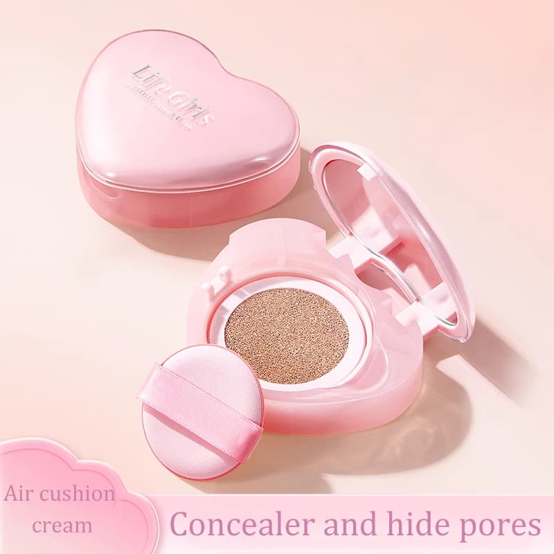 Correcteur de cœur rose, coussin d'air, fond de teint translucide, hydratant, délicat, longue durée, Portable, cadeau de saint valentin