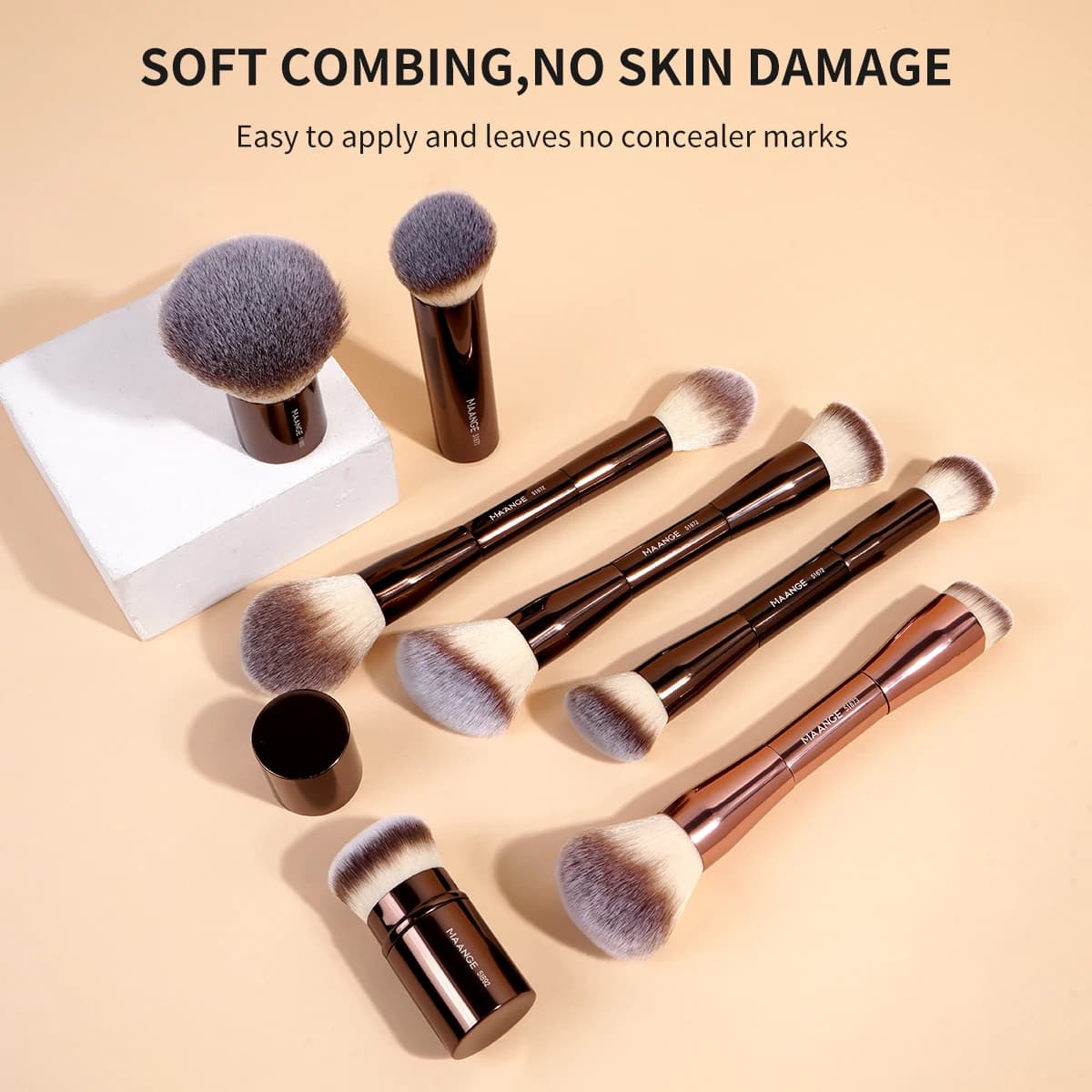 MAANGE 20 pièces/ensemble pinceaux de maquillage professionnels Double extrémité fond de teint correcteurs Blush ombres à paupières brosse pour mélange de poudre de crème liquide