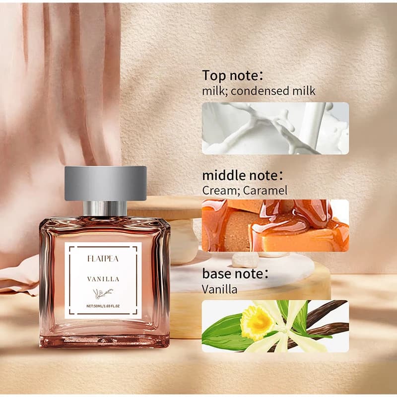 Parfum gourmand sans alcool, parfum crémeux au lait caramel vanille, parfum sucré longue durée unisexe