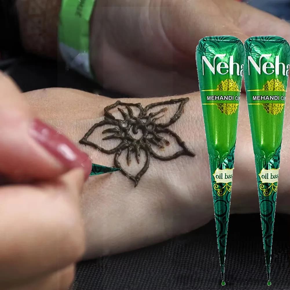 Crème de tatouage au henné facile à nettoyer, crème de henné marron, tatouage au henné biologique facile à appliquer pour les tatouages temporaires, événements spéciaux